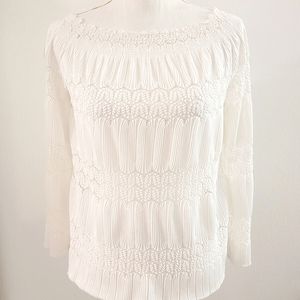White Blouse Eyelet Off Shoulder Top XS